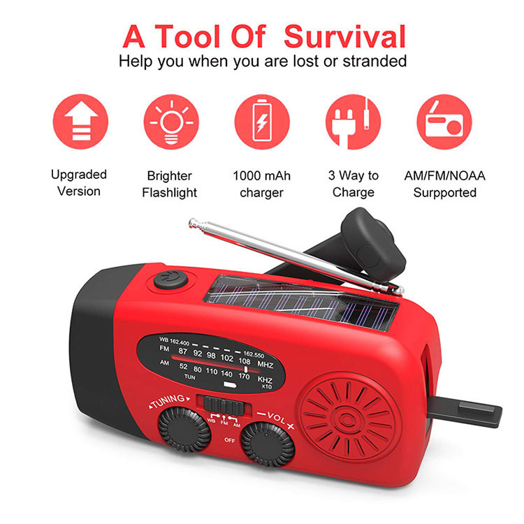 Multifunctional Emergency Solar Hand Crank Radio With USB Internet