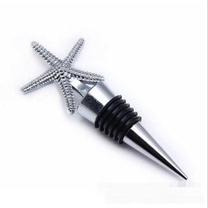 China Die casting zinc alloy 3D marine sea star wine accessories chrome plated wine bottle stopper wedding favor logo engrave wholesale