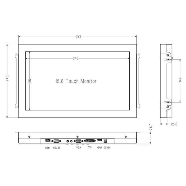 Anti Glare Vandalproof LCD Infrared Touch Monitor With Open Frame DC 12V Power