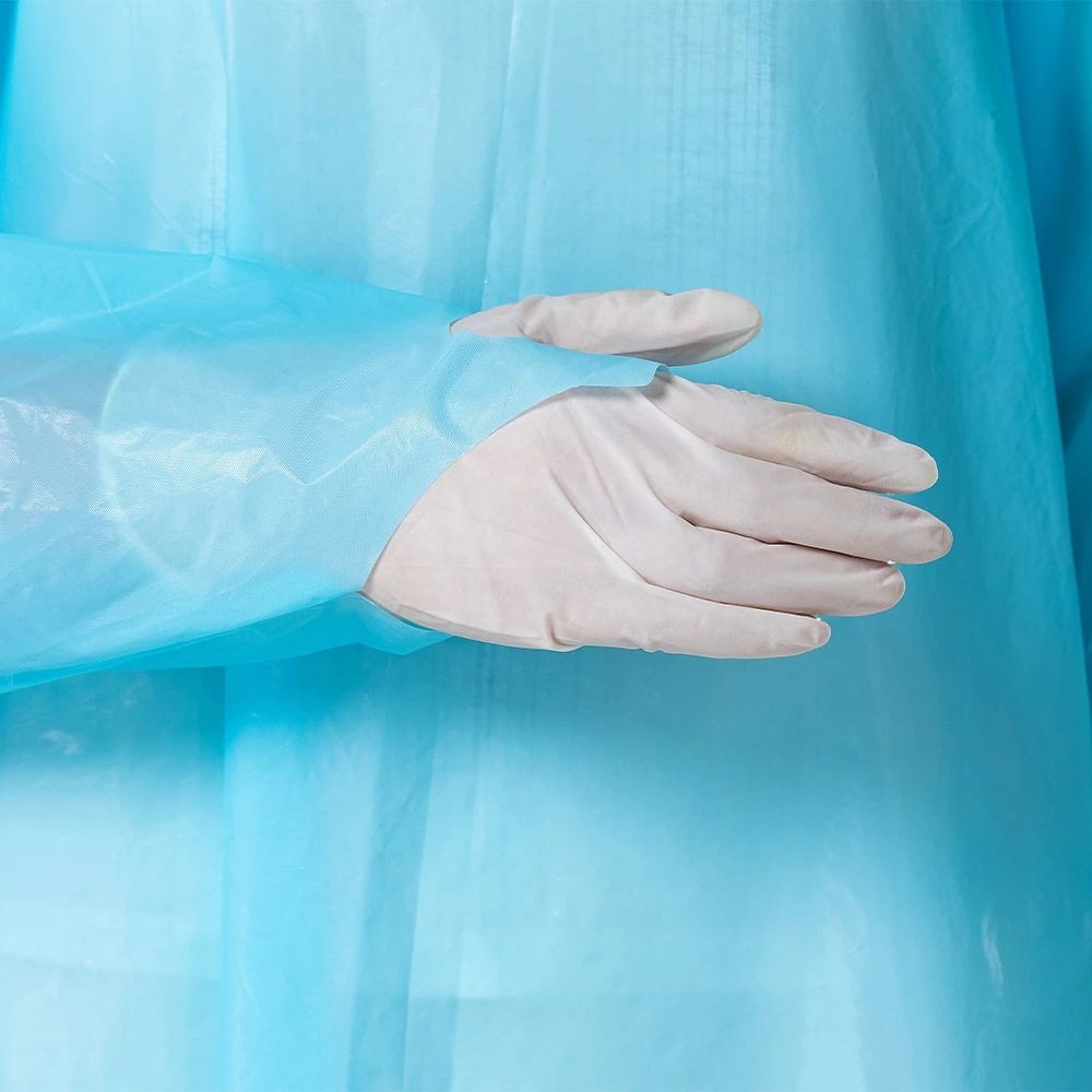 Dustproof Disposable CPE Gown Full Sleeve Aprons 20-65gsm