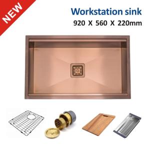China Single Bowl Copper Workstation Sink 36' Undermount Drop In 92x56 wholesale