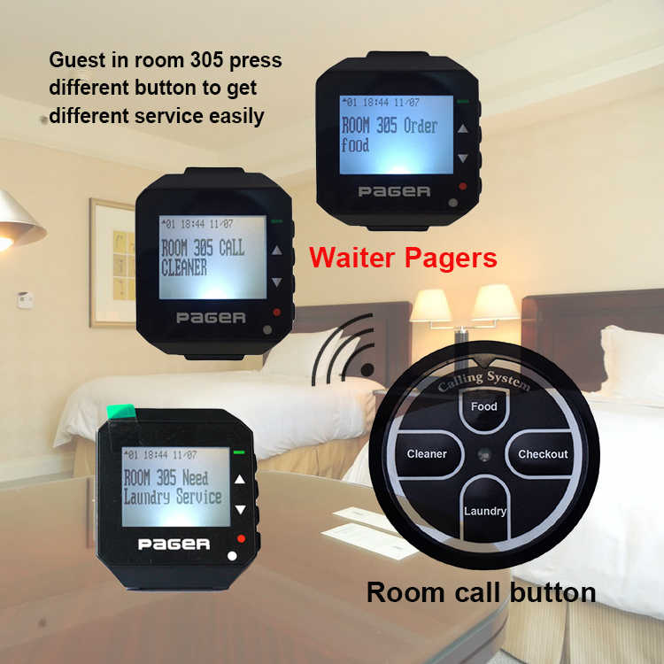 New trendy products customize wireless call button and wrist watch pager used for office staff calling
