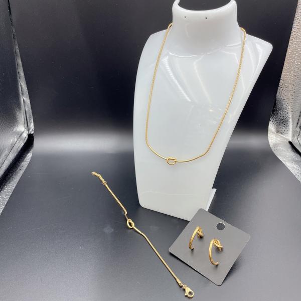 High Polish Newest Gold Color Stainless Steel Earring ,Necklace , Bracelet Sets