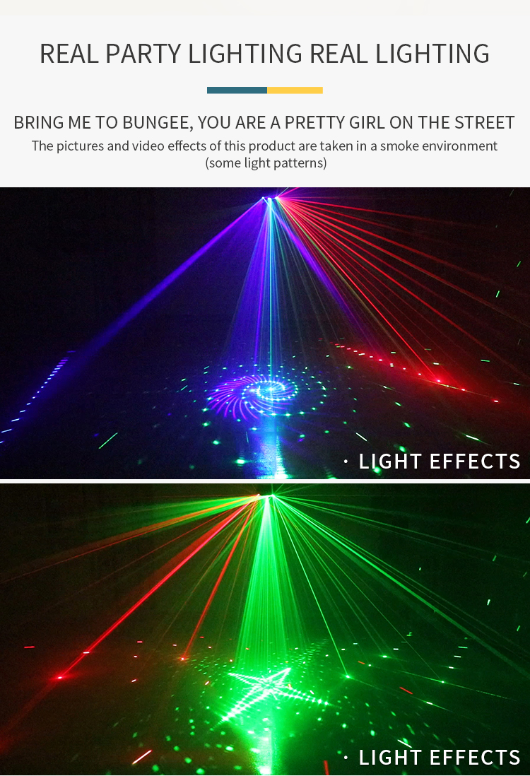 DJ Disco Laser Light 9 Eyes Laser Strobe Led Party Lights Projector Voice Control DJ Night Club Bar Decoration Strobe li