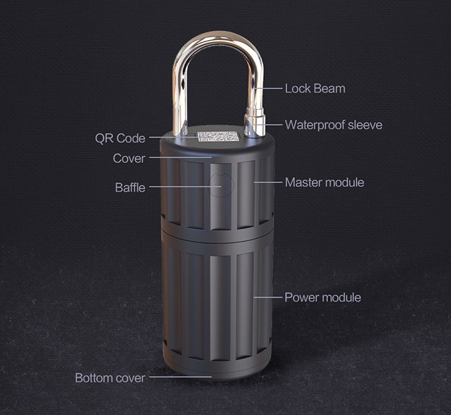 Smart 13000Mah Battery Iot Padlock Alarm Bluetooth NFC QT Scan Unlock