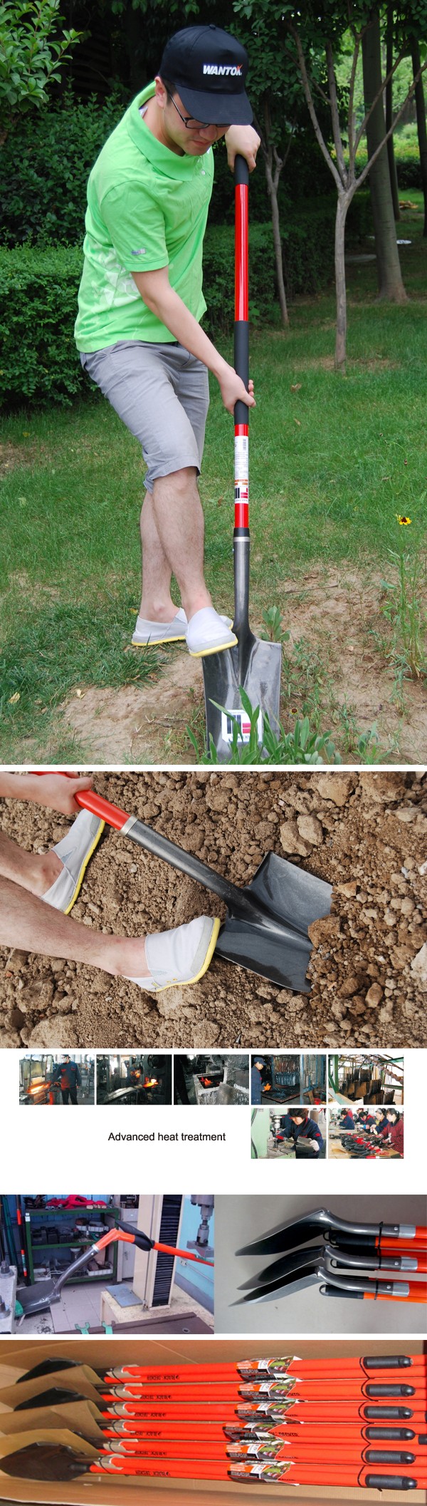Customized Support 4" Trenching Shovel with Fiberglass Handle and 370x140mm Head Size