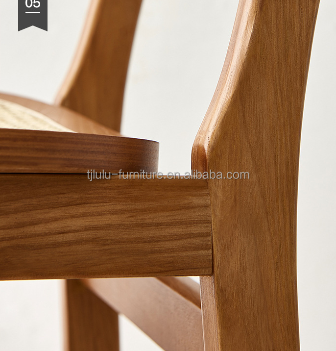 Modern Customized Hotel Dining Room Rattan Furniture Solid Wood High Back Bar Chair for Sophisticated Dining Experience