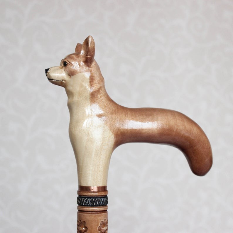 Log black walnut high grade animal umbrella head ladies wooden handle umbrella Carved umbrella with wooden handle