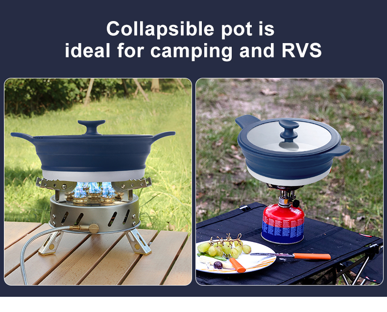Customized Silicone Cooking Pot Collapsible Silicone Cookware Camping