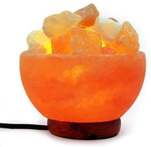 China Natural Crystal Chunks Wood Base Himalayan Salt Lamp Bowl wholesale
