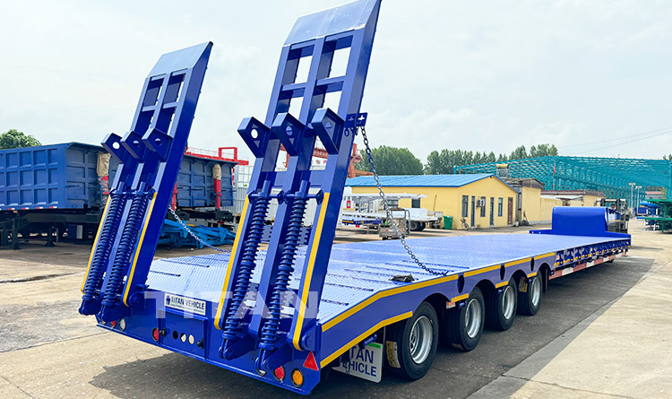 TITAN Heavy Duty 4 Axle 100 Ton Lowbed Truck Trailer Low Bed Semi Trailer for Sale