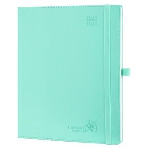 China Leatherette Paper Custom Academic Planner Large Writing Space Green wholesale