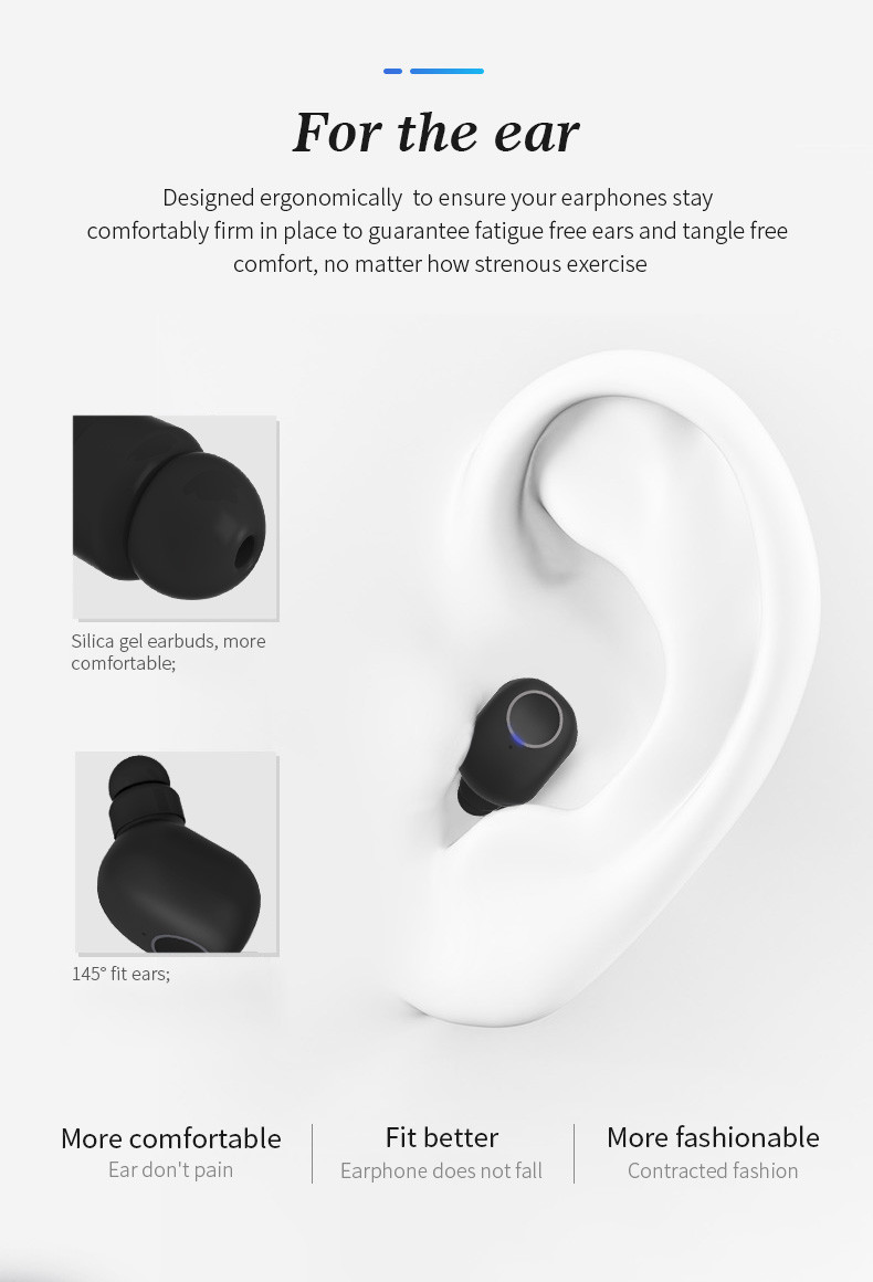 Sweatproof Bluetooth 5.0 Earphone 3D Stereo Sound tws Wireless earbuds earphone with 400mAh Charging Box