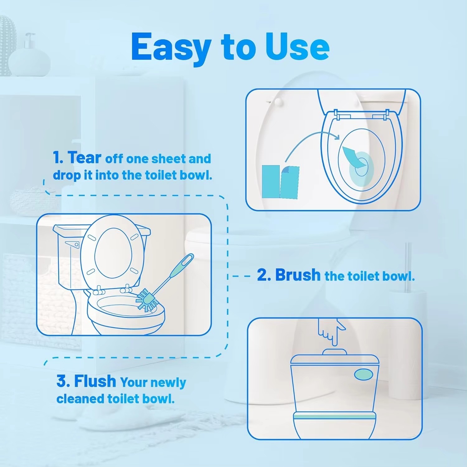 Lightweight Disposable Toilet Cleaner Sheets Multi Functional With Fresh Scent