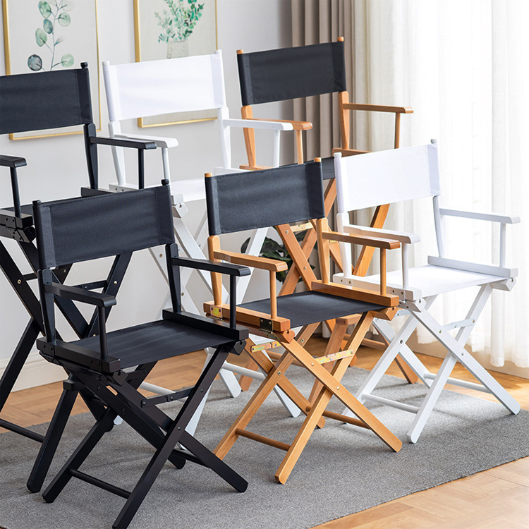 Logo None or Custom Logo Tall Wooden Folding Director Chair for Outdoor Indoor Camping