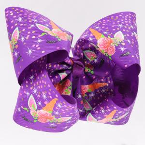 China Purple Glitter Large Hair Bows , Eco Friendly Personalized Hair Bows wholesale