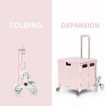 Foldable Cart With Stair Climbing Wheels, Collapsible Rolling Crate Telescoping