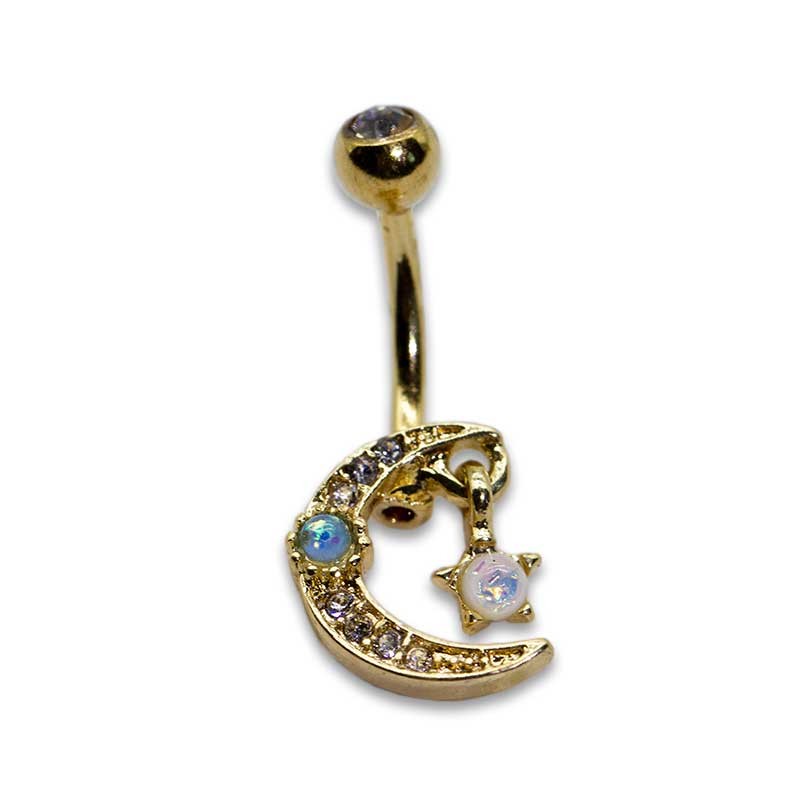 Shiny Moon Star Dangle Belly Button Piercings Jewelry faux opal gem ODM