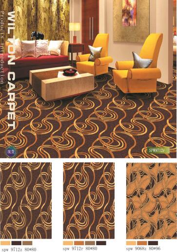 Red Polypropylene Wilton Patterned Carpets For Hotel Banquet Hall