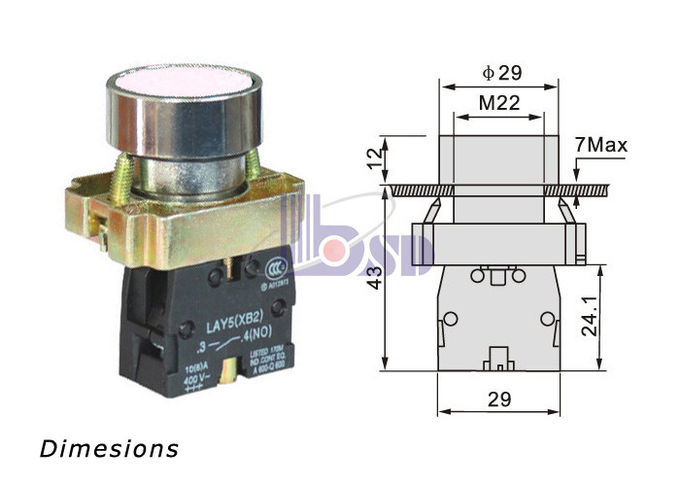 LAY5(XB2)-BA42 Red color flat button in spring return for control panel
