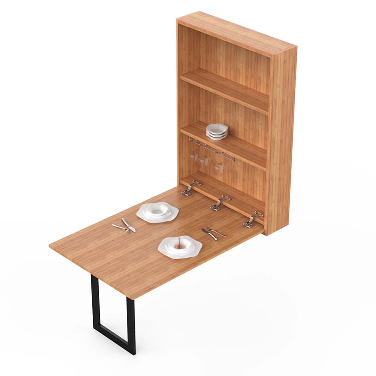 Wall Mounted Solid Wood Bamboo Storage Cabinet Kitchen Collapsible for Cutlery