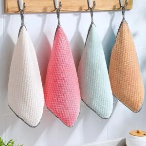 China KILINE Kitchen Absorbent Scouring Pad Daily Dish Towel Non-stick Oil Thickened Table Microfiber Cleaning Cloth wholesale