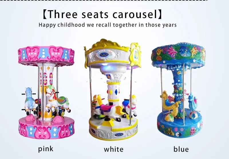 3 Seats Fun Carousel Kiddie Ride Amusement Doll Machine Customized