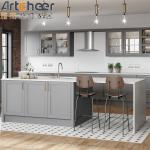 Custom Made Small Apartment Kitchen Cabinets with Crystallized Glass Panel