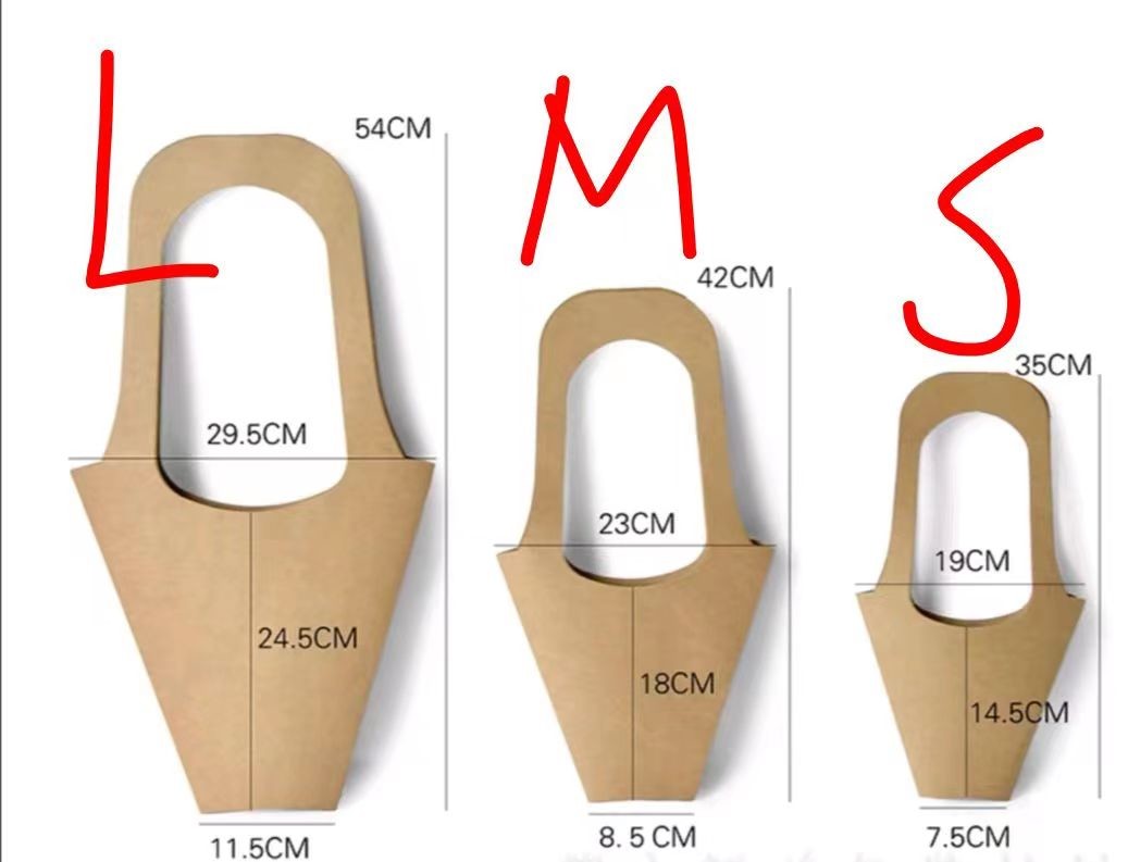 S M L Kraft Paper Flower Bags Flexiloop Handle Festive Packaging