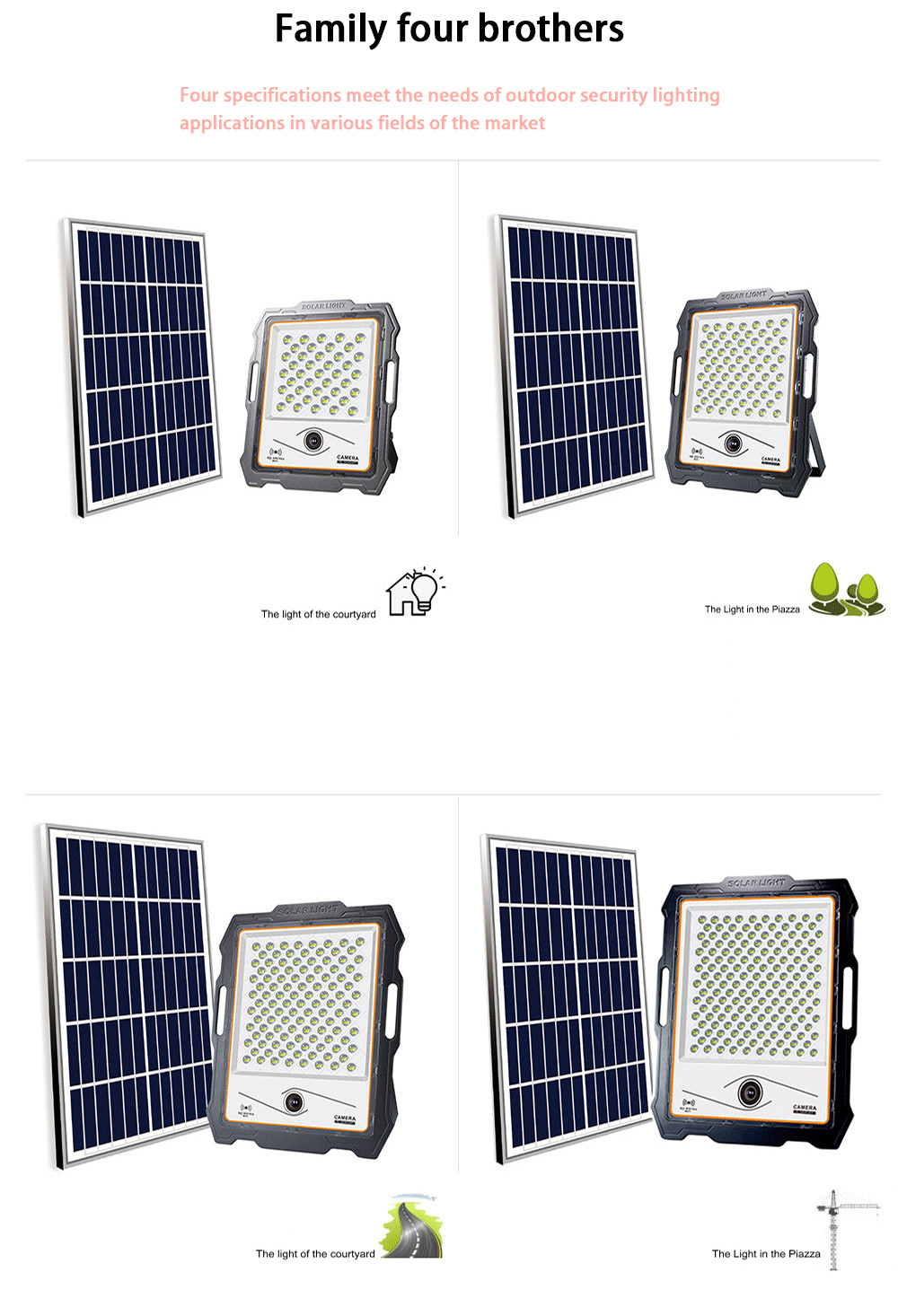 Wifi Thin Solar Panel Floodlight 300w Led Solar Flood Light With Camera Monitoring