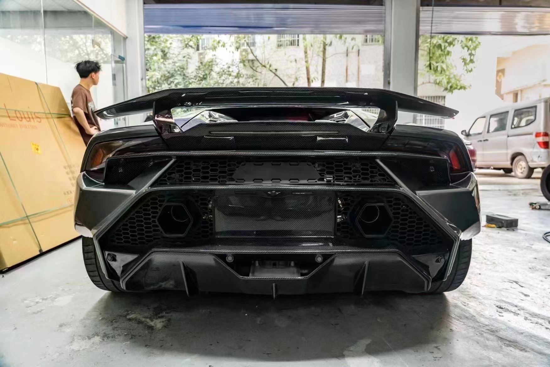 LP580 LP610 Lamborghini Huracan Evo Body Kit Tecnica Style Carbon Fiber Spoiler Wing
