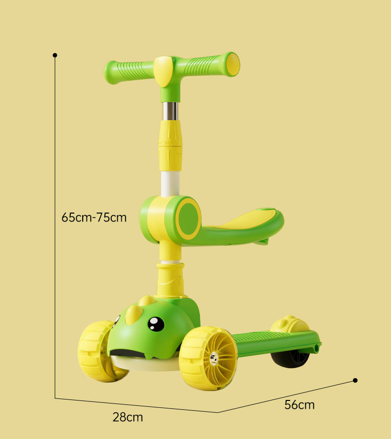 Height Adjustable Foldable Scooter for Kids Ages 3-12 Tricycle Style Max Load 200 LBS