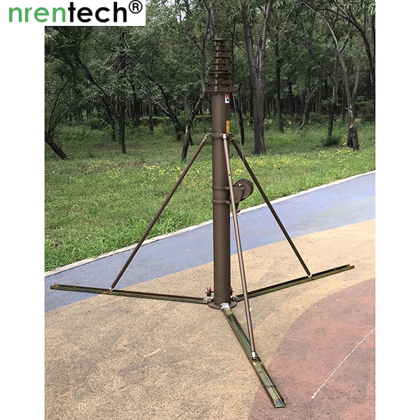 12m manual operation telescopic mast for mobile antenna manual crank telescopic antenna mast