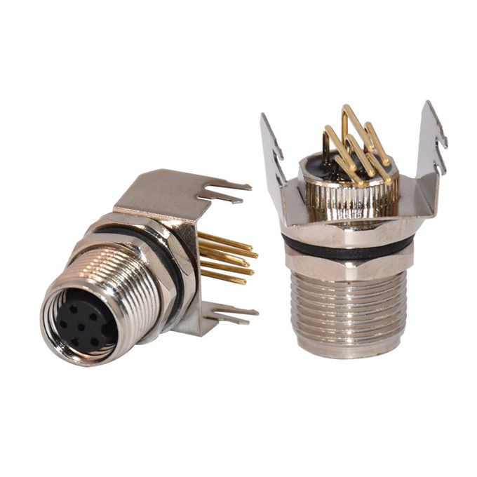 1.5A 30V M8 Waterproof Connector 90 Degree 6 Pin Panel Mount Connector