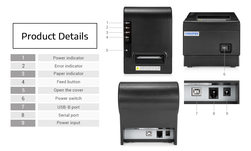 Desktop Wireless Receipt Printer , Thermal Transfer Printer For Android / IOS