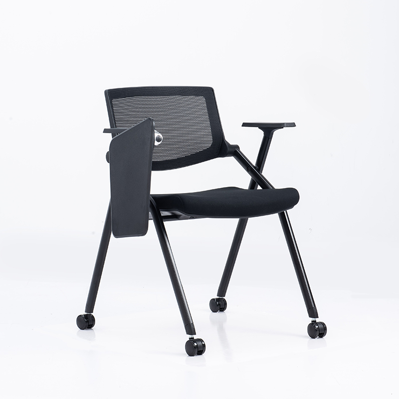 Stainless Steel Stackable Conference Tablet Chair with Fabric Padding and Writing Tablet