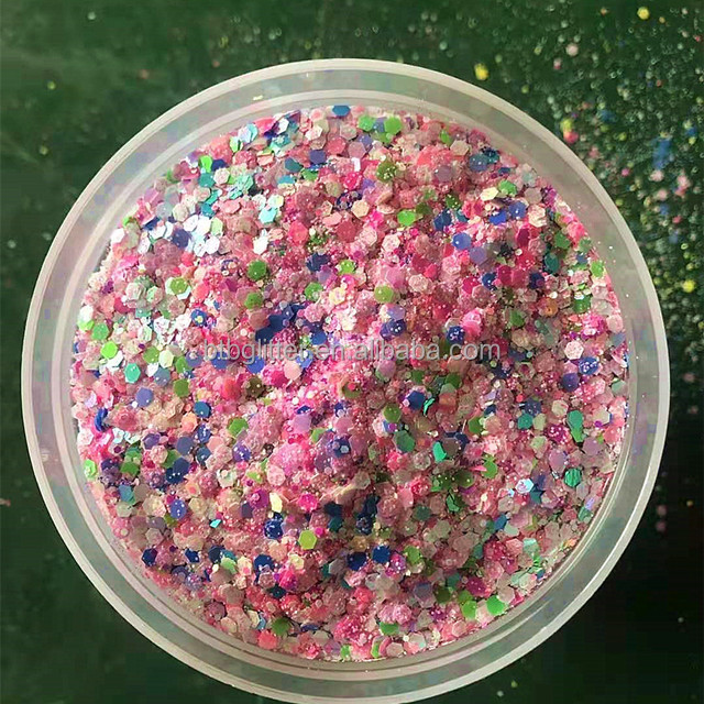 Chunky Mixed Glitter Hexagon Mixed Chunky Glitter Mixes Eco-friendly Resistant Solvent Polyester Pearl Iridescent