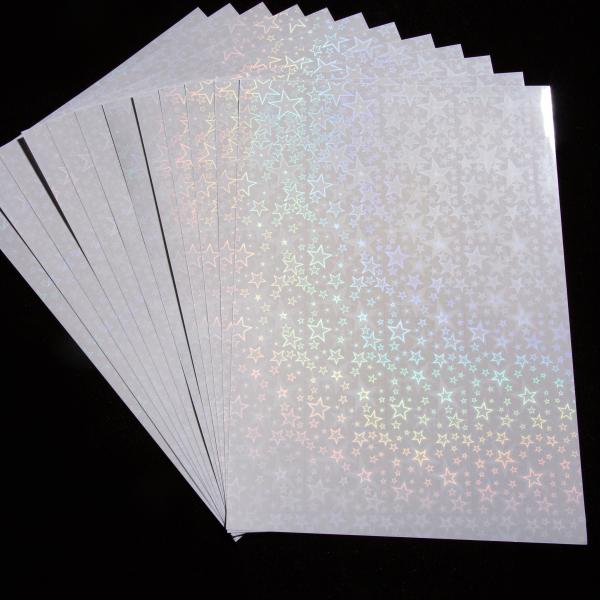 Star Patterns A4 Size Self-adhesive Cold Holographic Lamination Film Waterproof Inkjet Print Ready