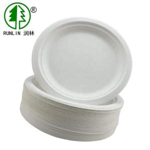 China Super rigid paper plates extra strength white disposable bagasse plates wholesale