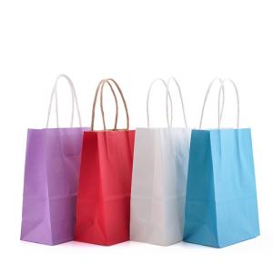 China 21x11x27cm Favor Kraft Paper Gift Bags With Handles Ultralight wholesale