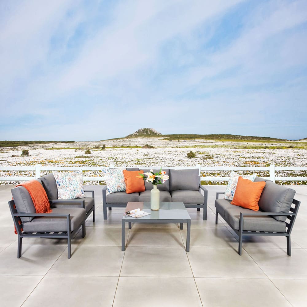 AJUNION 5 Piece Aluminum Outdoor Furniture Set Garden Sofa Patio Seating Lounge Set