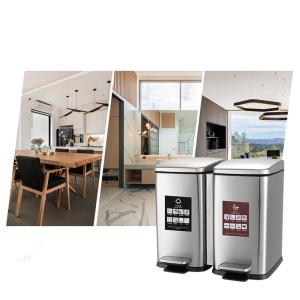 China Stainless Steel 20L Dual Compartment Kitchen Trash Can wholesale