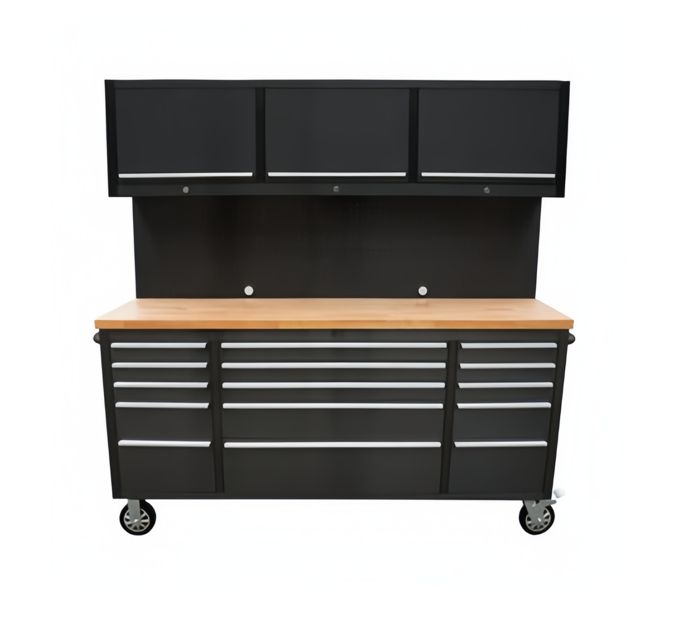Stainless Rolling Workbench with Heavy Duty Wheels and KEY Lock Mobile Garage Tool Chest