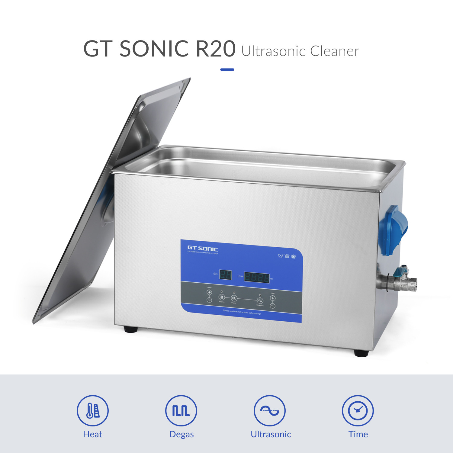 20 Liters Vegetable And Fruit Cleaner Machine 400W 40KHz With Digital Timer And Basket