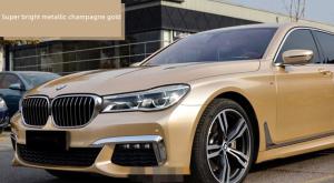 China PET Super Bright Gloss Car Vinyl Wrap Metallic Champagne Gold wholesale