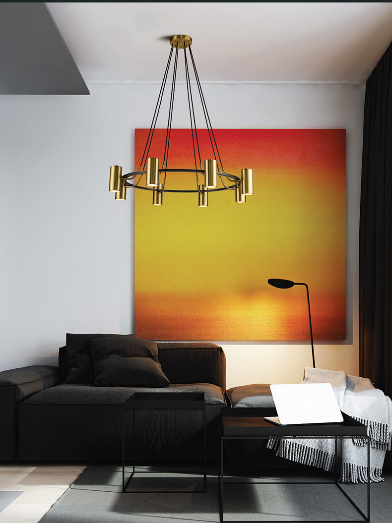 Minimalist Chandeliers Gold LED Black Ring Living Room Dining Lighting circular pendant light(WH-AP-567)