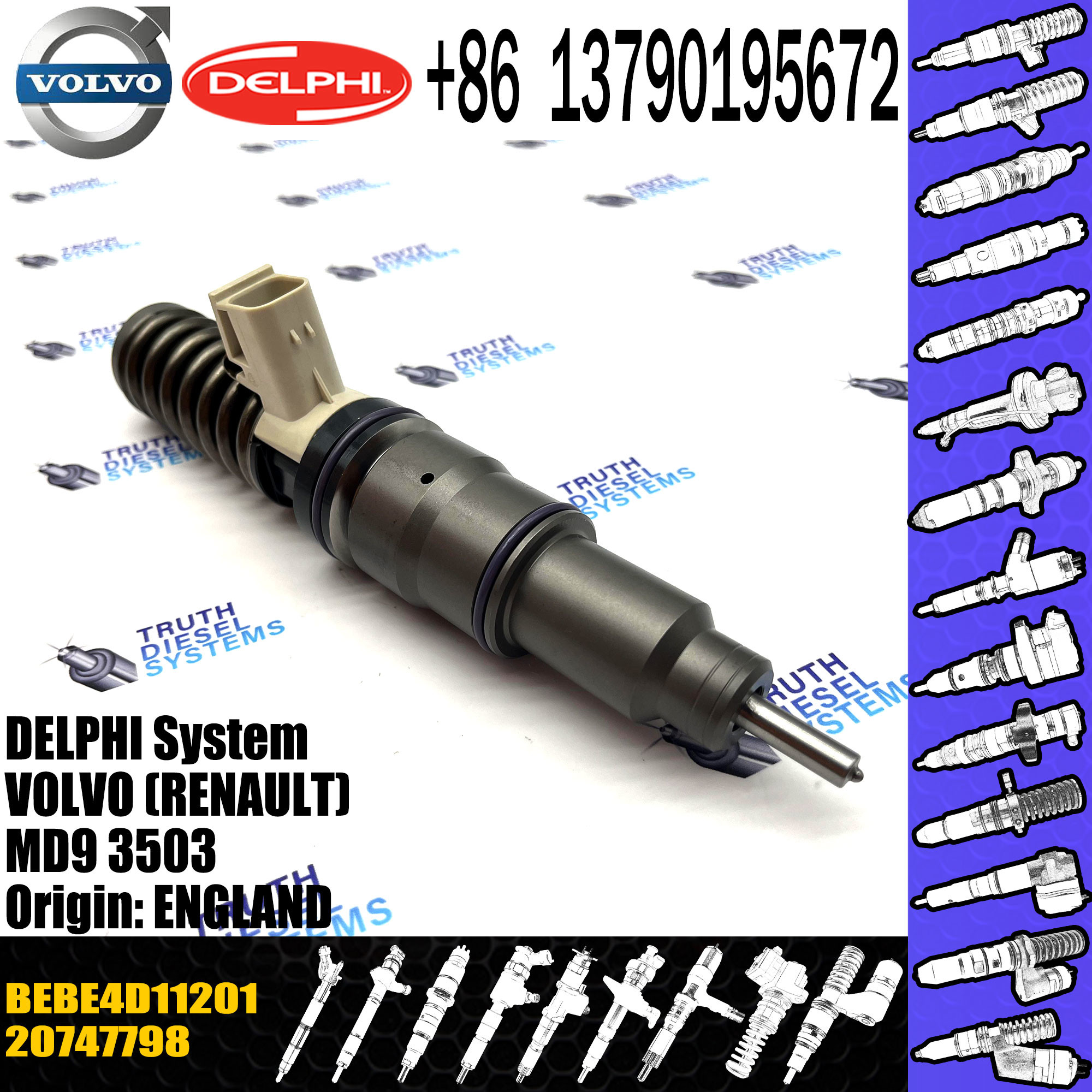 New Diesel Fuel Injector 20747798 BEBE4D11001 20440388 20500620 20747797 420747798 85000675 BEBE4D11201 for VOL