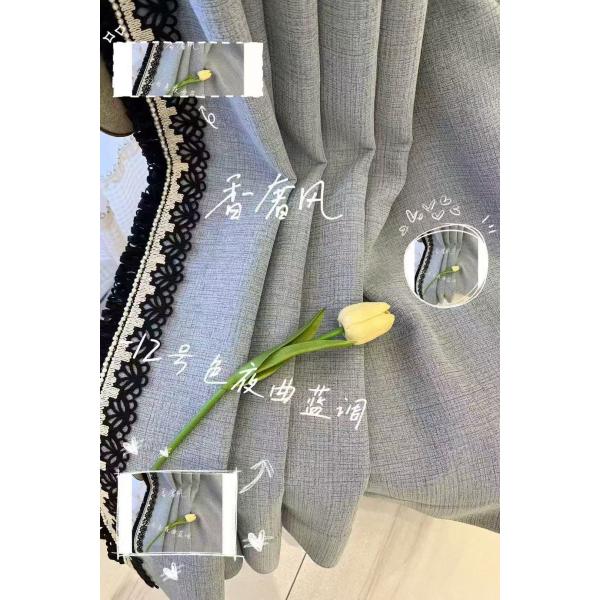 Tailored Double Layer Polyester Window Valance Curtains Readymade For Living Room