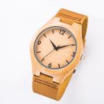 Mens Wooden Watch Waterproof Mineral Glass Mens Leather Wrist Watch