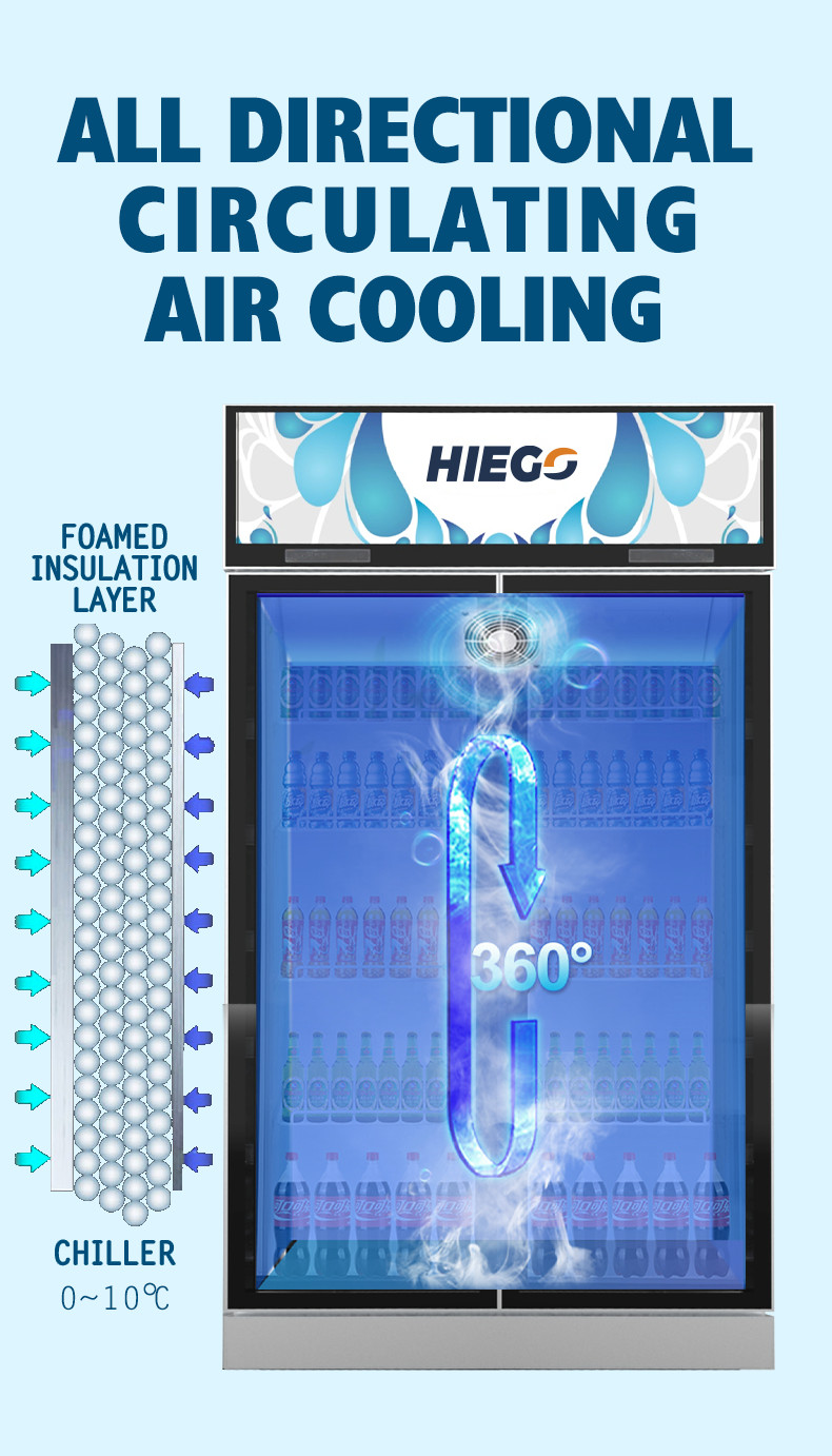 Automatic Defrost 3/4 Glass Door Refrigerator Upright Display Cooler